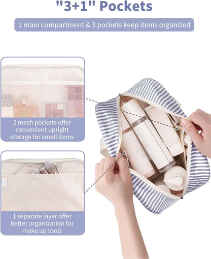 PU Leather Large Travel Toiletry Bag Women Toiletries Bag Skincare Bag Makeup Bag Organizer Make up bag Cosmetic Bag Medicine Bag for Girls (Large, Brown)