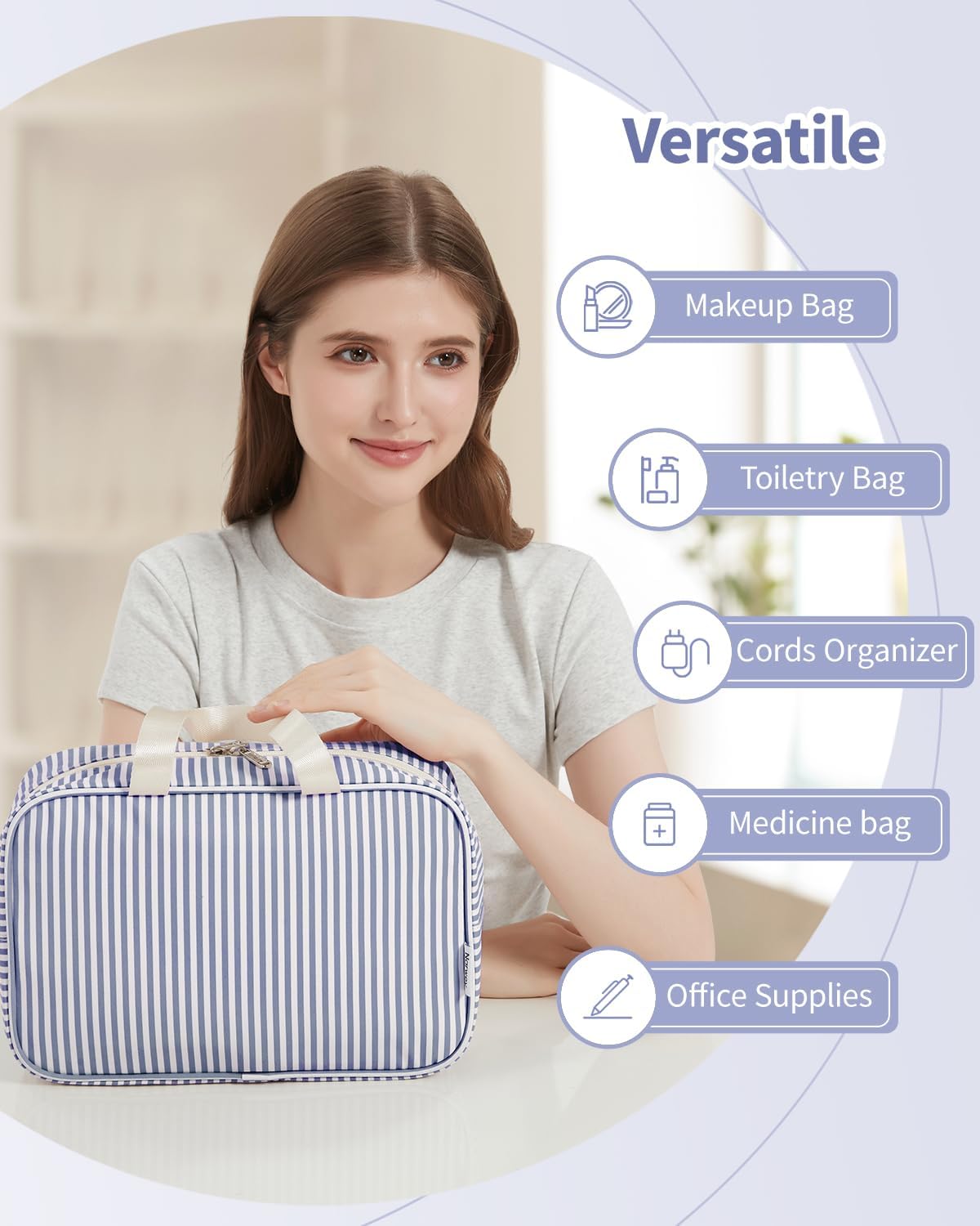 PU Leather Large Travel Toiletry Bag Women Toiletries Bag Skincare Bag Makeup Bag Organizer Make up bag Cosmetic Bag Medicine Bag for Girls (Large, Brown)
