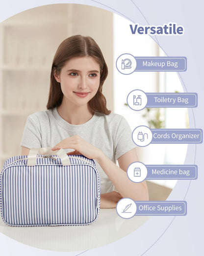 PU Leather Large Travel Toiletry Bag Women Toiletries Bag Skincare Bag Makeup Bag Organizer Make up bag Cosmetic Bag Medicine Bag for Girls (Large, Brown)