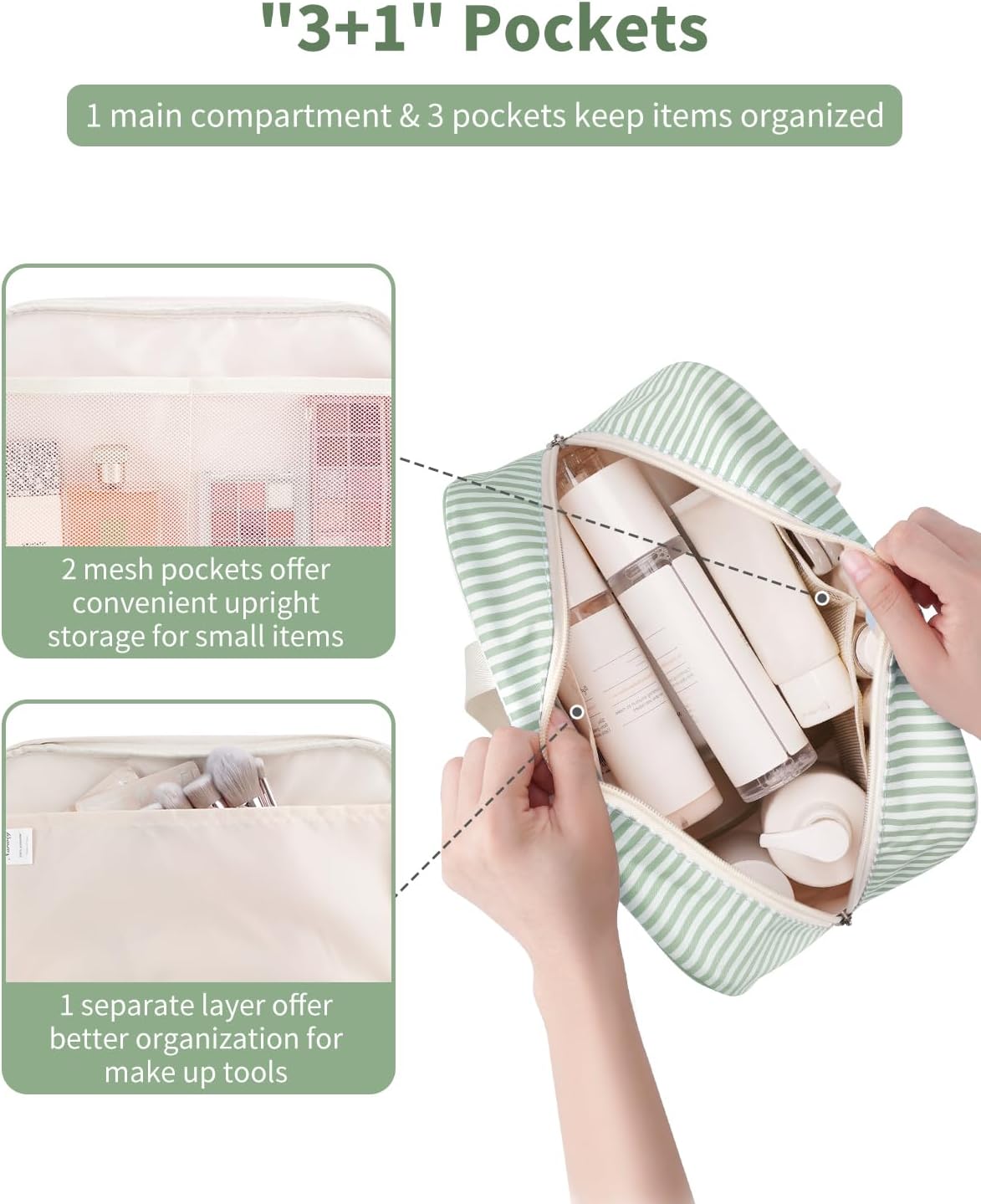 PU Leather Large Travel Toiletry Bag Women Toiletries Bag Skincare Bag Makeup Bag Organizer Make up bag Cosmetic Bag Medicine Bag for Girls (Large, Brown)