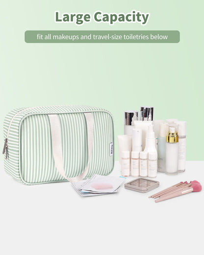 PU Leather Large Travel Toiletry Bag Women Toiletries Bag Skincare Bag Makeup Bag Organizer Make up bag Cosmetic Bag Medicine Bag for Girls (Large, Brown)