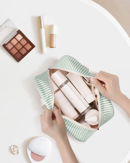 PU Leather Large Travel Toiletry Bag Women Toiletries Bag Skincare Bag Makeup Bag Organizer Make up bag Cosmetic Bag Medicine Bag for Girls (Large, Brown)