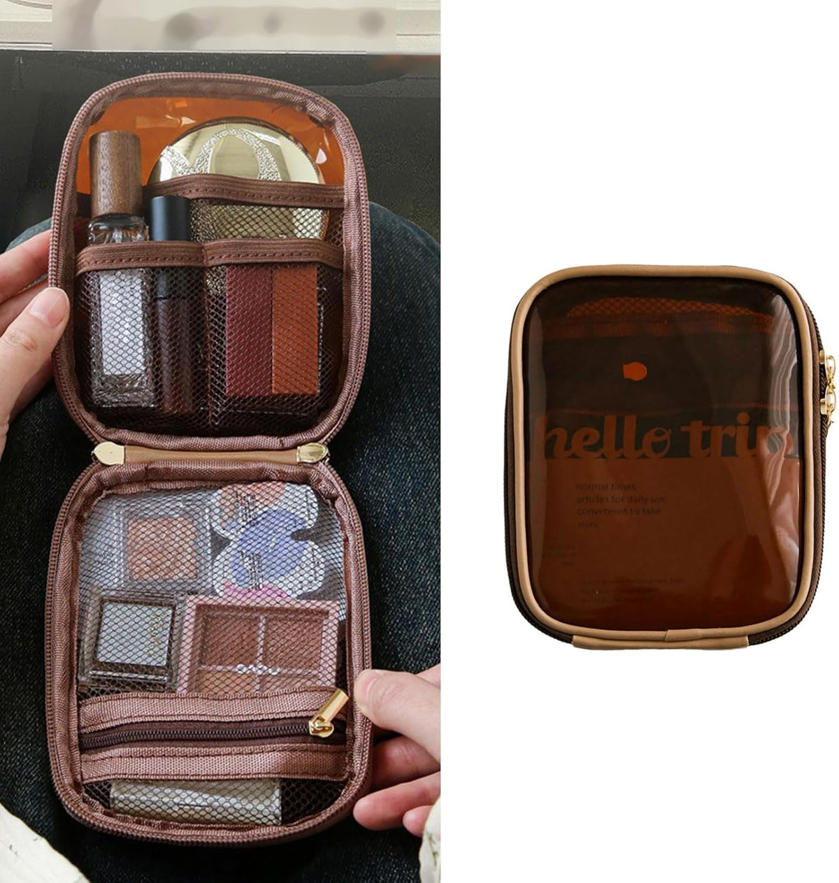 Portable Toiletry Organizer Bag PVC material has a clear design for easy access and clean storage travel set