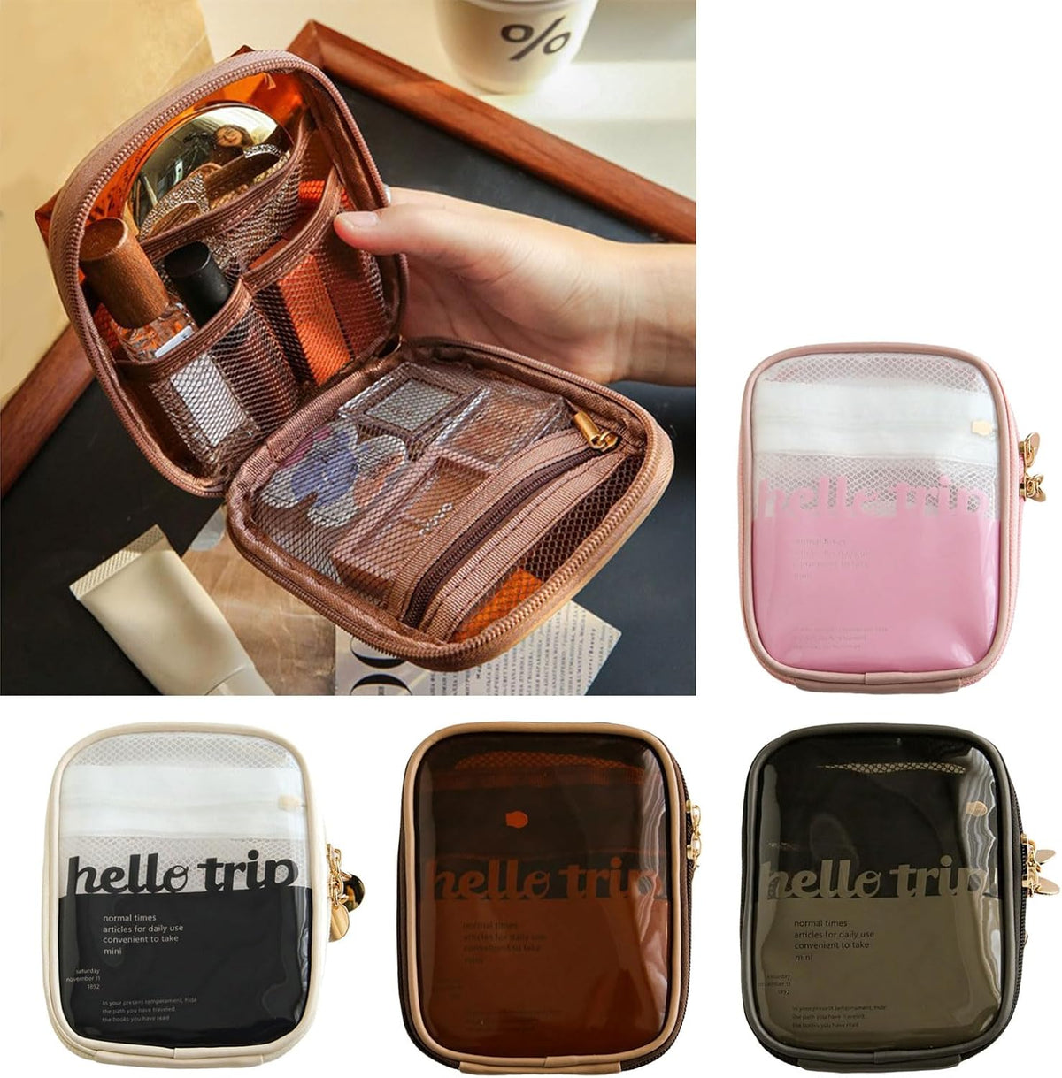 Portable Toiletry Organizer Bag PVC material has a clear design for easy access and clean storage travel set