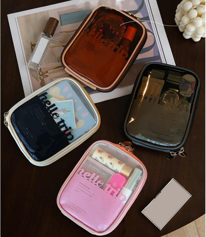 Portable Toiletry Organizer Bag PVC material has a clear design for easy access and clean storage travel set