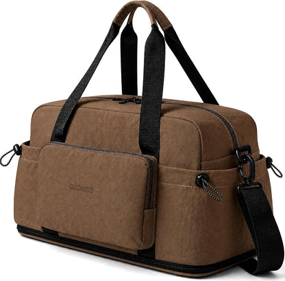 Large Fold Up Duffle Bag for Travel with Luggage Sleeve, Waterproof Gym Bag Built-In Wet Pocket, Foldable Expandable Overnight Bag for Women Men, Foldable Tote Bag for Travel Airplane, 47L Black