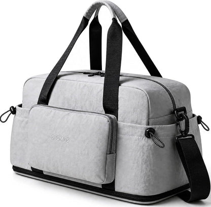 Large Fold Up Duffle Bag for Travel with Luggage Sleeve, Waterproof Gym Bag Built-In Wet Pocket, Foldable Expandable Overnight Bag for Women Men, Foldable Tote Bag for Travel Airplane, 47L Black