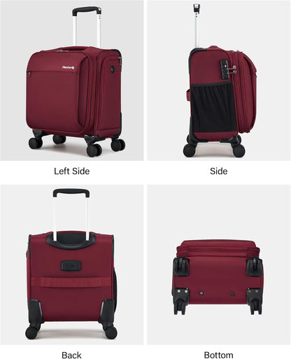 16 Inch Underseat Carry On Luggage with Wheels Small Suitcase Softside Luggage Bags for Travel Lightweight Suitcases with Wheels Travel Luggage Personal Item for Men and Women(Forest Green)