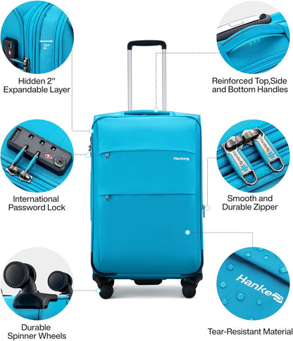16 Inch Underseat Carry On Luggage with Wheels Small Suitcase Softside Luggage Bags for Travel Lightweight Suitcases with Wheels Travel Luggage Personal Item for Men and Women(Forest Green)