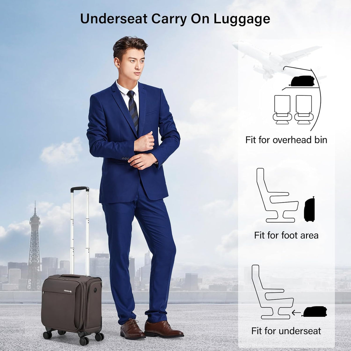 16 Inch Underseat Carry On Luggage with Wheels Small Suitcase Softside Luggage Bags for Travel Lightweight Suitcases with Wheels Travel Luggage Personal Item for Men and Women(Forest Green)