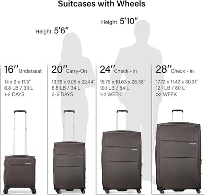 16 Inch Underseat Carry On Luggage with Wheels Small Suitcase Softside Luggage Bags for Travel Lightweight Suitcases with Wheels Travel Luggage Personal Item for Men and Women(Forest Green)