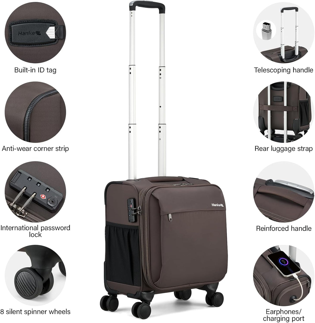 16 Inch Underseat Carry On Luggage with Wheels Small Suitcase Softside Luggage Bags for Travel Lightweight Suitcases with Wheels Travel Luggage Personal Item for Men and Women(Forest Green)