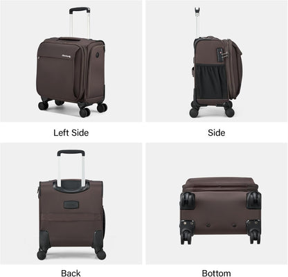 16 Inch Underseat Carry On Luggage with Wheels Small Suitcase Softside Luggage Bags for Travel Lightweight Suitcases with Wheels Travel Luggage Personal Item for Men and Women(Forest Green)