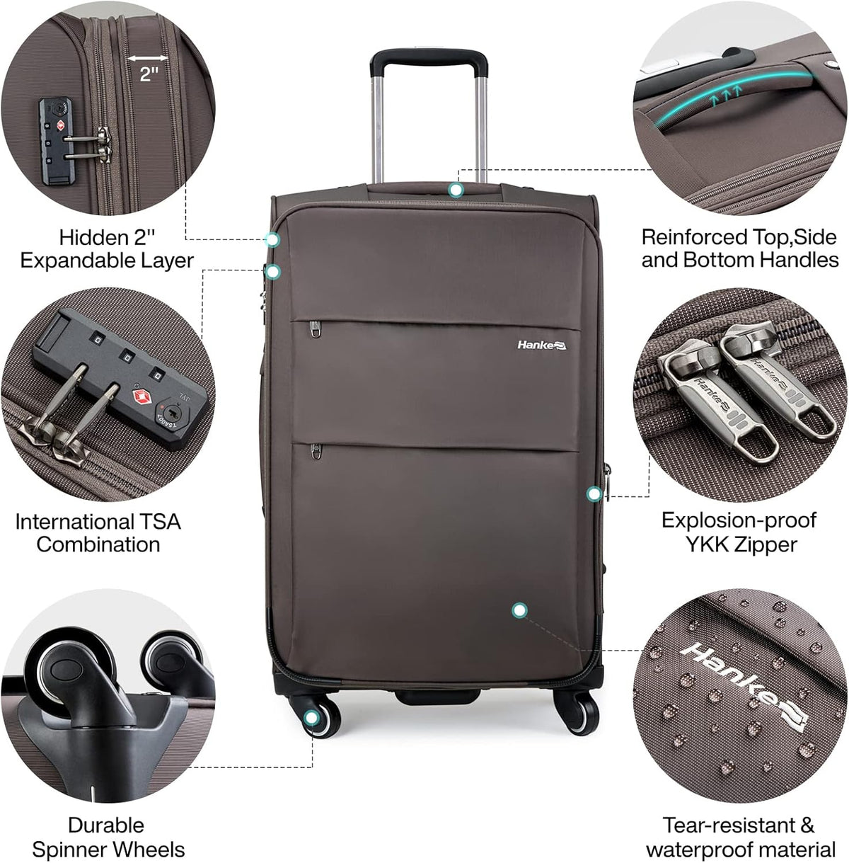 16 Inch Underseat Carry On Luggage with Wheels Small Suitcase Softside Luggage Bags for Travel Lightweight Suitcases with Wheels Travel Luggage Personal Item for Men and Women(Forest Green)