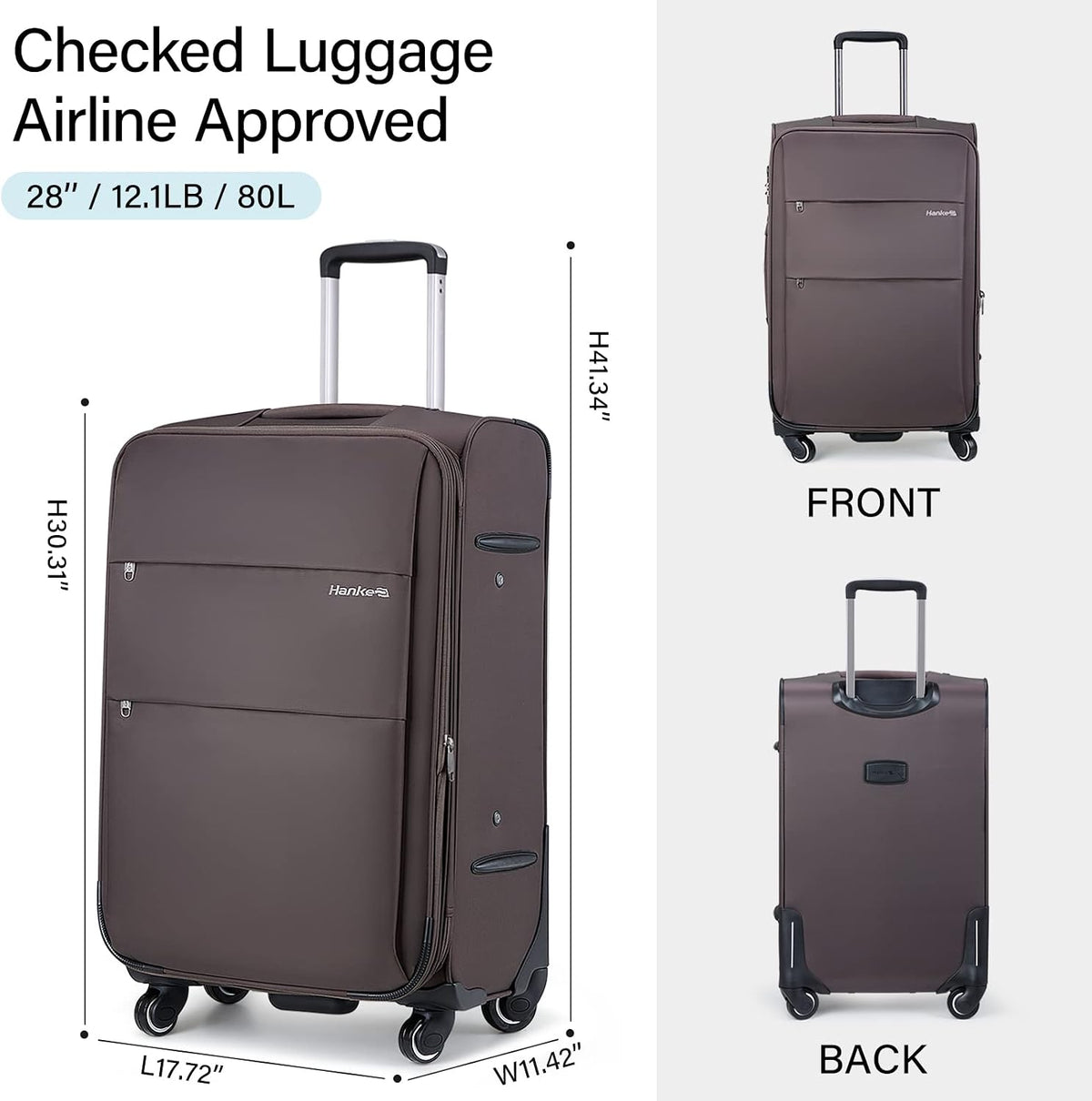 16 Inch Underseat Carry On Luggage with Wheels Small Suitcase Softside Luggage Bags for Travel Lightweight Suitcases with Wheels Travel Luggage Personal Item for Men and Women(Forest Green)