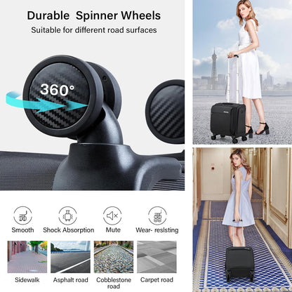 16 Inch Underseat Carry On Luggage with Wheels Small Suitcase Softside Luggage Bags for Travel Lightweight Suitcases with Wheels Travel Luggage Personal Item for Men and Women(Forest Green)