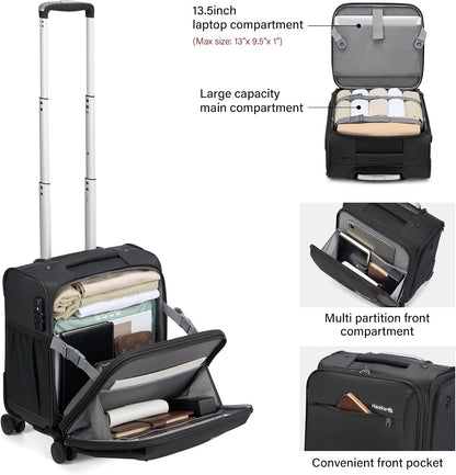 16 Inch Underseat Carry On Luggage with Wheels Small Suitcase Softside Luggage Bags for Travel Lightweight Suitcases with Wheels Travel Luggage Personal Item for Men and Women(Forest Green)