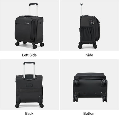 16 Inch Underseat Carry On Luggage with Wheels Small Suitcase Softside Luggage Bags for Travel Lightweight Suitcases with Wheels Travel Luggage Personal Item for Men and Women(Forest Green)