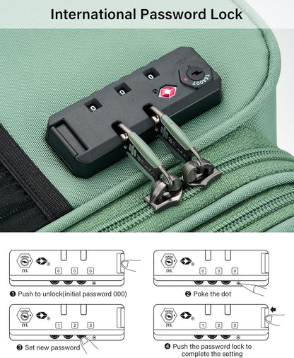 16 Inch Underseat Carry On Luggage with Wheels Small Suitcase Softside Luggage Bags for Travel Lightweight Suitcases with Wheels Travel Luggage Personal Item for Men and Women(Forest Green)
