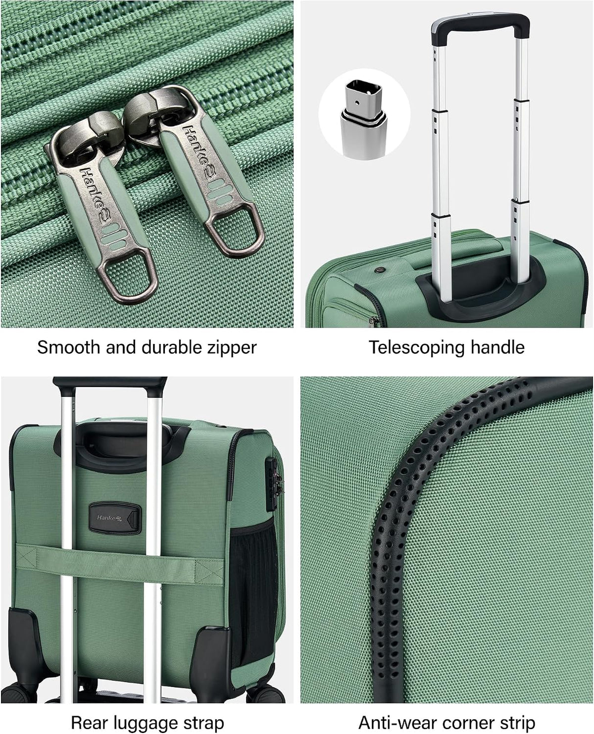 16 Inch Underseat Carry On Luggage with Wheels Small Suitcase Softside Luggage Bags for Travel Lightweight Suitcases with Wheels Travel Luggage Personal Item for Men and Women(Forest Green)