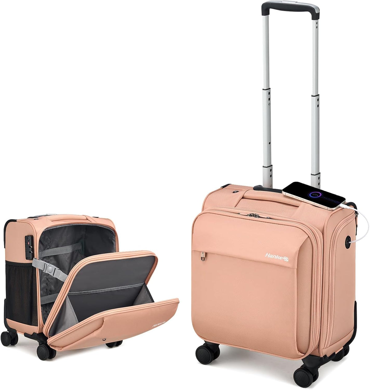 16 Inch Underseat Carry On Luggage with Wheels Small Suitcase Softside Luggage Bags for Travel Lightweight Suitcases with Wheels Travel Luggage Personal Item for Men and Women(Forest Green)