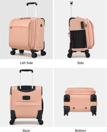 16 Inch Underseat Carry On Luggage with Wheels Small Suitcase Softside Luggage Bags for Travel Lightweight Suitcases with Wheels Travel Luggage Personal Item for Men and Women(Forest Green)
