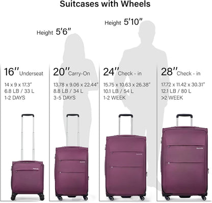 16 Inch Underseat Carry On Luggage with Wheels Small Suitcase Softside Luggage Bags for Travel Lightweight Suitcases with Wheels Travel Luggage Personal Item for Men and Women(Forest Green)