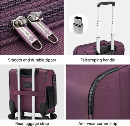 16 Inch Underseat Carry On Luggage with Wheels Small Suitcase Softside Luggage Bags for Travel Lightweight Suitcases with Wheels Travel Luggage Personal Item for Men and Women(Forest Green)