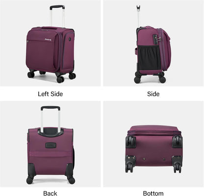16 Inch Underseat Carry On Luggage with Wheels Small Suitcase Softside Luggage Bags for Travel Lightweight Suitcases with Wheels Travel Luggage Personal Item for Men and Women(Forest Green)