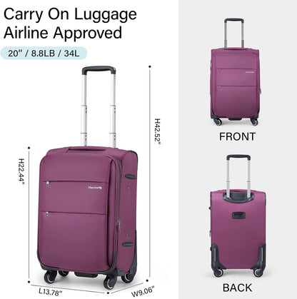 16 Inch Underseat Carry On Luggage with Wheels Small Suitcase Softside Luggage Bags for Travel Lightweight Suitcases with Wheels Travel Luggage Personal Item for Men and Women(Forest Green)