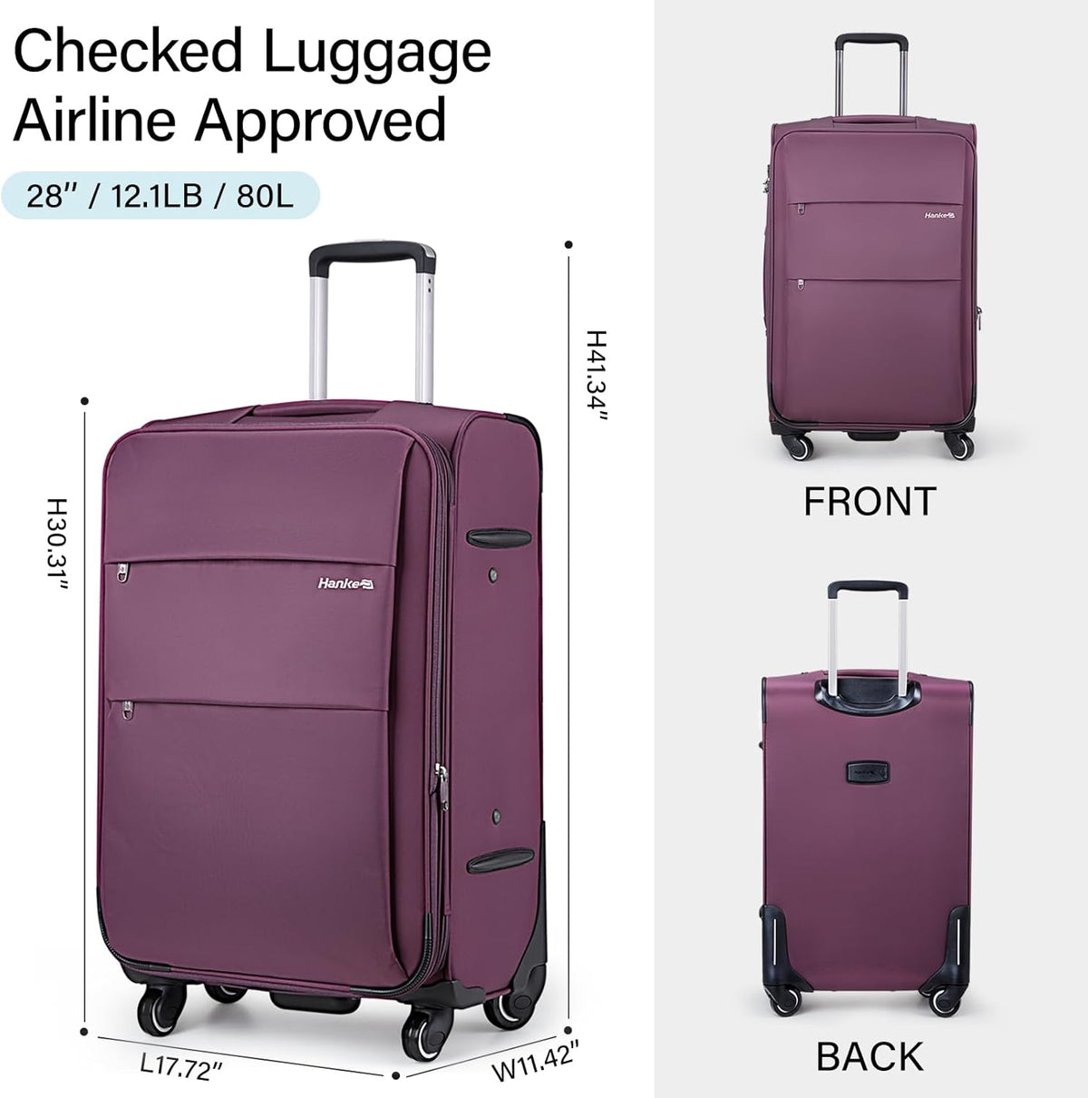 16 Inch Underseat Carry On Luggage with Wheels Small Suitcase Softside Luggage Bags for Travel Lightweight Suitcases with Wheels Travel Luggage Personal Item for Men and Women(Forest Green)