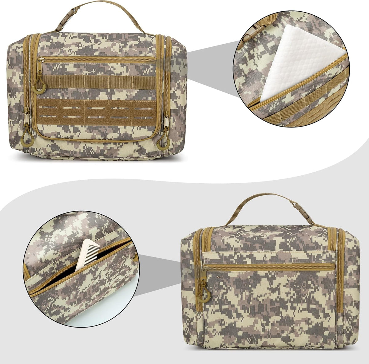 Tactical Toiletry Bag for Men, Large Hanging Dopp Kit Hygiene Bag | Travel Toiletry Bag with Hook, Dry & Wet Pockets, Shower Bag for Toiletries, Grooming, Shaving Care & Travel Essentials