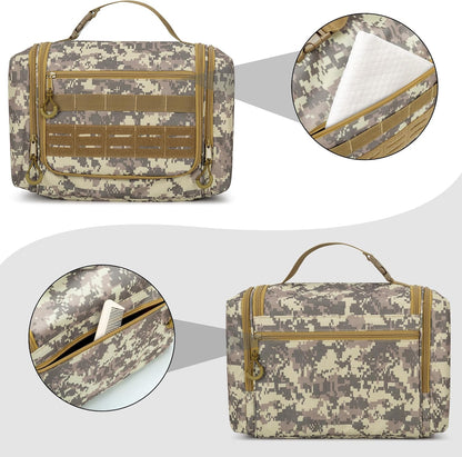 Tactical Toiletry Bag for Men, Large Hanging Dopp Kit Hygiene Bag | Travel Toiletry Bag with Hook, Dry & Wet Pockets, Shower Bag for Toiletries, Grooming, Shaving Care & Travel Essentials