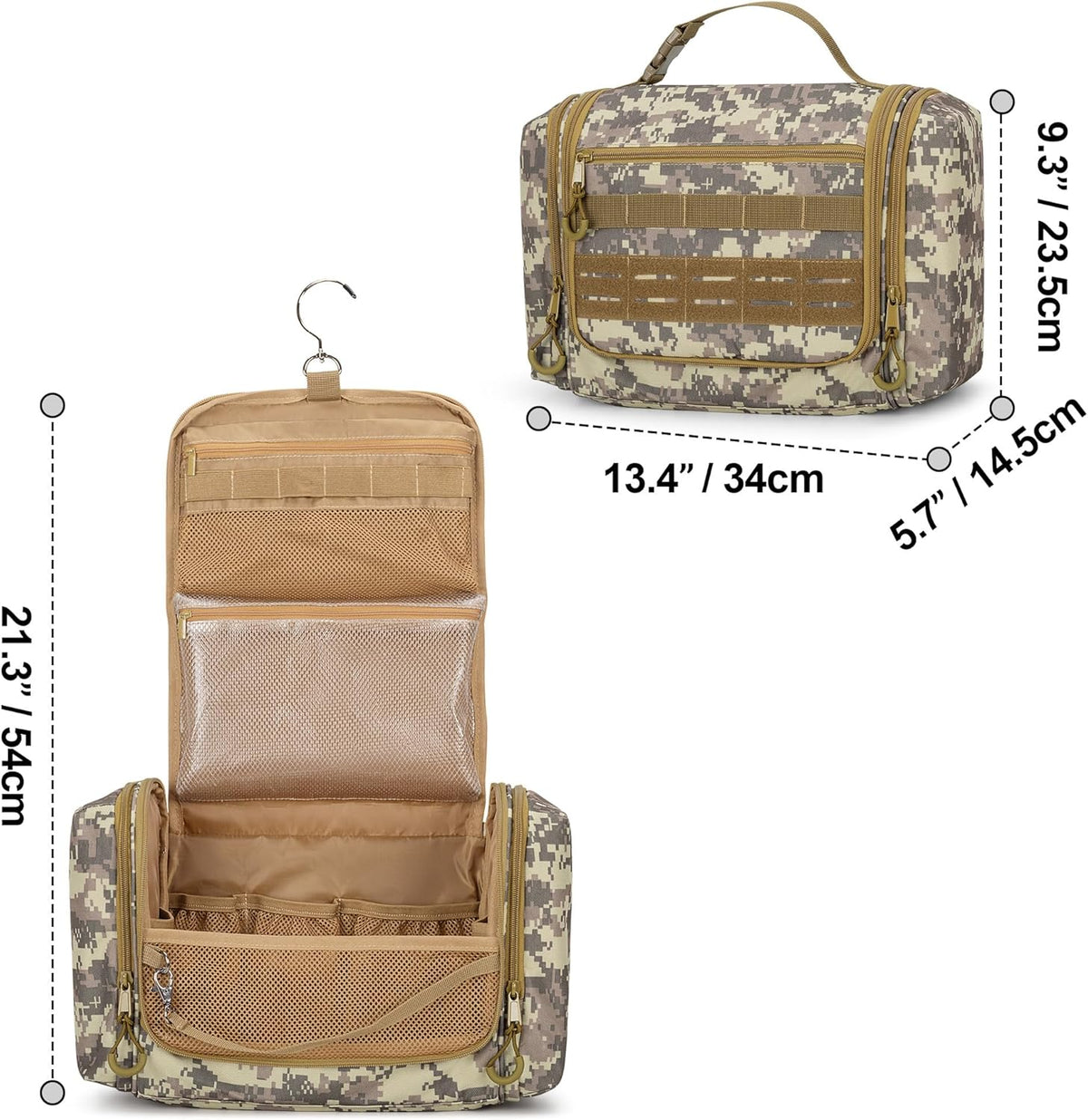Tactical Toiletry Bag for Men, Large Hanging Dopp Kit Hygiene Bag | Travel Toiletry Bag with Hook, Dry & Wet Pockets, Shower Bag for Toiletries, Grooming, Shaving Care & Travel Essentials