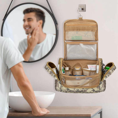 Tactical Toiletry Bag for Men, Large Hanging Dopp Kit Hygiene Bag | Travel Toiletry Bag with Hook, Dry & Wet Pockets, Shower Bag for Toiletries, Grooming, Shaving Care & Travel Essentials