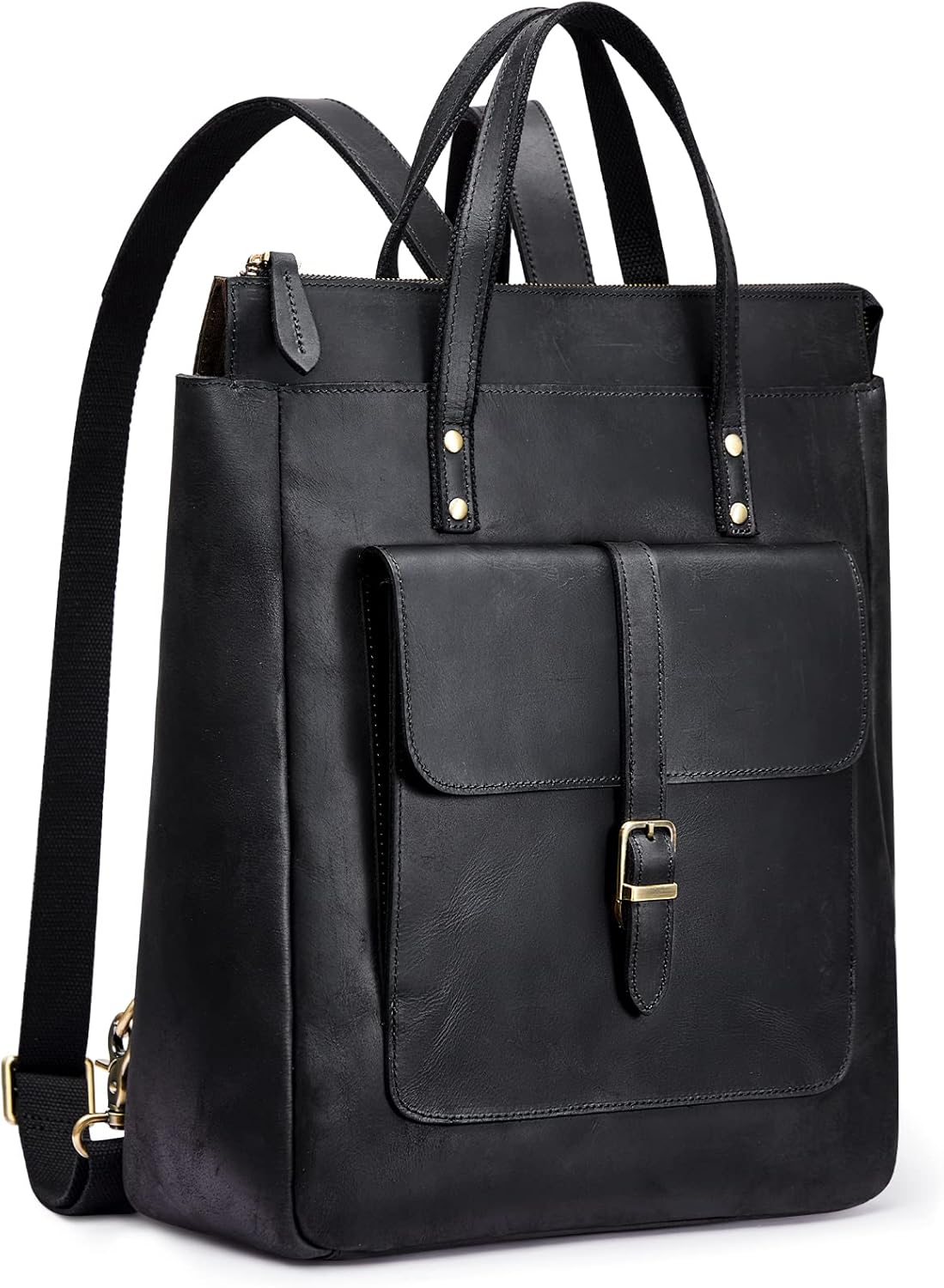 Women Genuine Leather Backpack Purse Retro Top-handle Bags Vintage Totes | Top Grain Leather, Padded Laptop Compartment, Top-handle Handbags, Vintage Casual Purse, Work Everyday