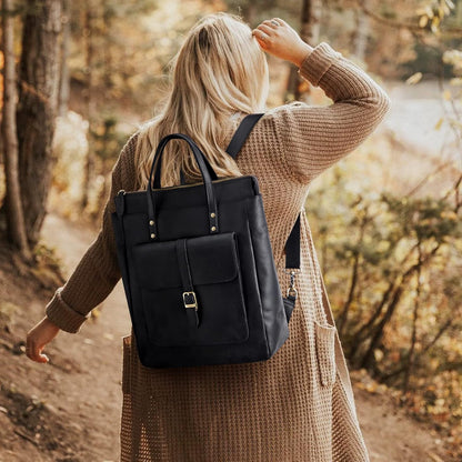 Women Genuine Leather Backpack Purse Retro Top-handle Bags Vintage Totes | Top Grain Leather, Padded Laptop Compartment, Top-handle Handbags, Vintage Casual Purse, Work Everyday