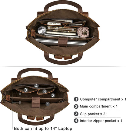 Women Genuine Leather Backpack Purse Retro Top-handle Bags Vintage Totes | Top Grain Leather, Padded Laptop Compartment, Top-handle Handbags, Vintage Casual Purse, Work Everyday