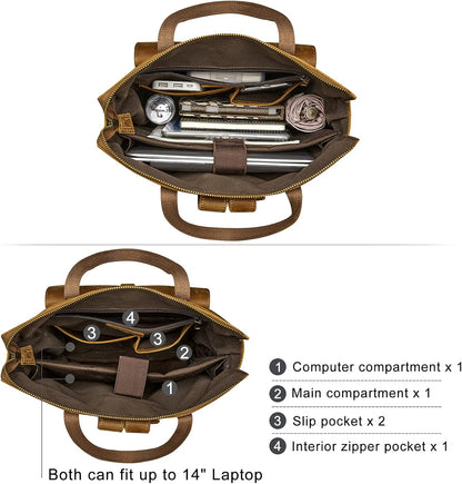Women Genuine Leather Backpack Purse Retro Top-handle Bags Vintage Totes | Top Grain Leather, Padded Laptop Compartment, Top-handle Handbags, Vintage Casual Purse, Work Everyday