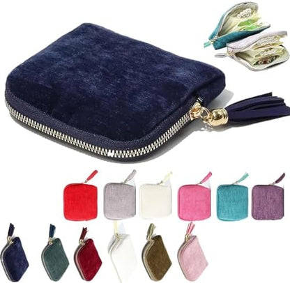 Travel Jewelry Case, Portable Jewelry Organizer with 6 Independent Layers, Small Pouch Bag for Necklace Bracelet Rings Earring Storage, Women Gift Idea (Beige)