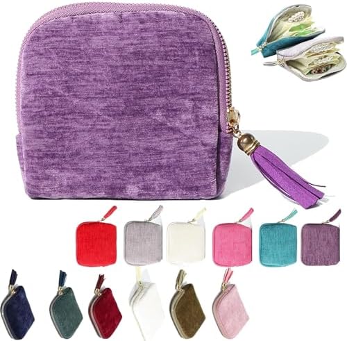 Travel Jewelry Case, Portable Jewelry Organizer with 6 Independent Layers, Small Pouch Bag for Necklace Bracelet Rings Earring Storage, Women Gift Idea (Beige)