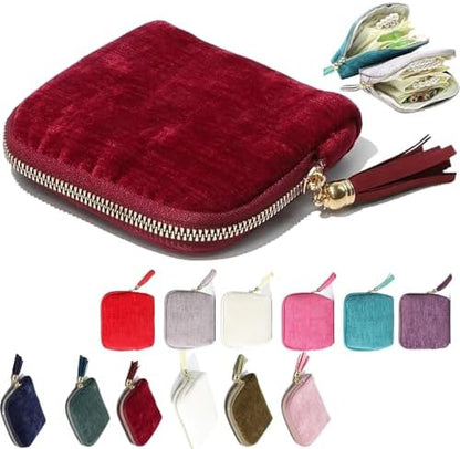 Travel Jewelry Case, Portable Jewelry Organizer with 6 Independent Layers, Small Pouch Bag for Necklace Bracelet Rings Earring Storage, Women Gift Idea (Beige)
