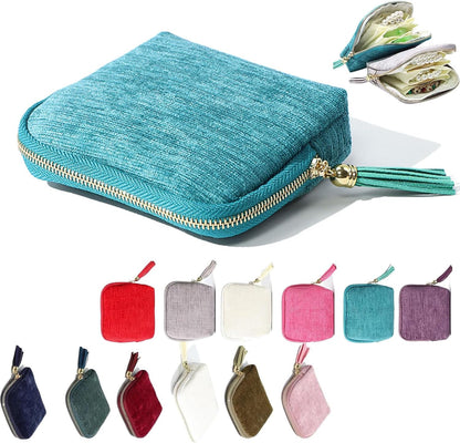 Travel Jewelry Case, Portable Jewelry Organizer with 6 Independent Layers, Small Pouch Bag for Necklace Bracelet Rings Earring Storage, Women Gift Idea (Beige)
