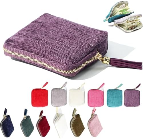Travel Jewelry Case, Portable Jewelry Organizer with 6 Independent Layers, Small Pouch Bag for Necklace Bracelet Rings Earring Storage, Women Gift Idea (Beige)