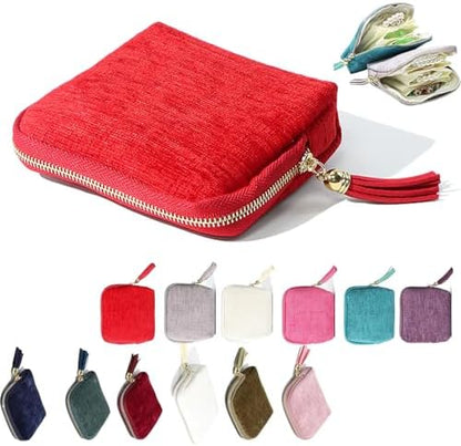 Travel Jewelry Case, Portable Jewelry Organizer with 6 Independent Layers, Small Pouch Bag for Necklace Bracelet Rings Earring Storage, Women Gift Idea (Beige)