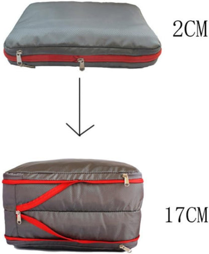 Nylon Waterproof Compression Storage Bag with Clean-dirty Separation Design, Double Layer Travel Clothes Organizer, Volume-reducing Bag for Camping and Music Festivals