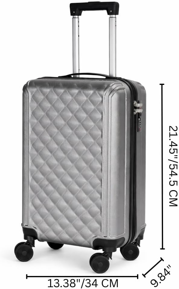20 Inch Carry On Luggage, Lightweight Hard Shell Rolling Suitcase with Spinner Wheels, Airline Approved Hardside Travel Suitcase with Telescoping Handle (Champagne Beige)
