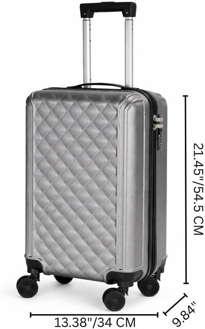 20 Inch Carry On Luggage, Lightweight Hard Shell Rolling Suitcase with Spinner Wheels, Airline Approved Hardside Travel Suitcase with Telescoping Handle (Champagne Beige)