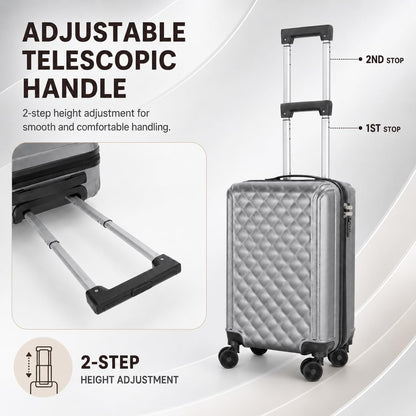 20 Inch Carry On Luggage, Lightweight Hard Shell Rolling Suitcase with Spinner Wheels, Airline Approved Hardside Travel Suitcase with Telescoping Handle (Champagne Beige)