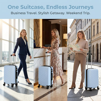 20 Inch Carry On Luggage, Lightweight Hard Shell Rolling Suitcase with Spinner Wheels, Airline Approved Hardside Travel Suitcase with Telescoping Handle (Champagne Beige)